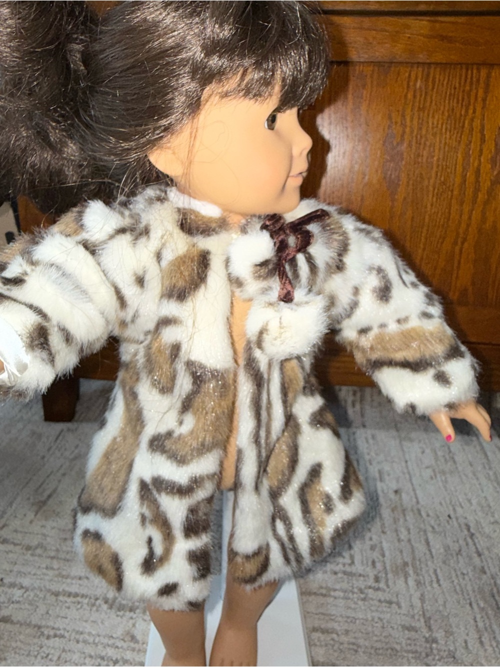 Leopard fur coat 18” doll Battat Vinatge